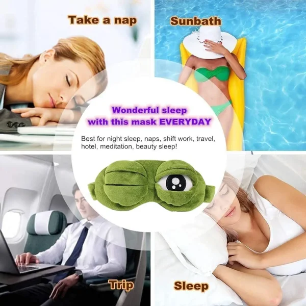 3D Sad Frog Sleep Mask Natural Sleeping Eyeshade Cover Shade Eye Patch For Travel Office Room Relieve Stress Anxiety Gift - Image 6