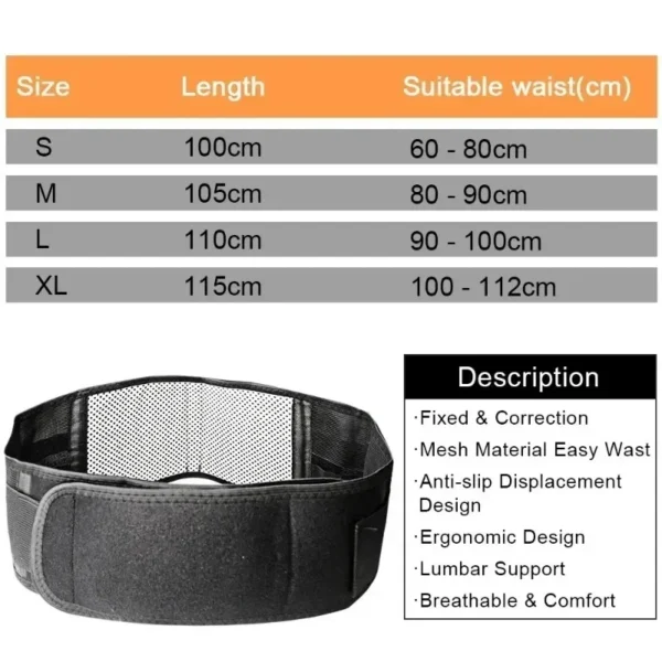 Self-heating Waist Belt for Men Women Tourmaline Magnetic Therapy Lumbar Waist Brace Gym Sports Support Back Relieve Waist Pain - Image 6