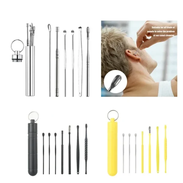 New 7Pcs Ear Wax Remover Cleaning Kit Pickers Pick Wax Cleaner Curette Spoon Care Removal Tool for Baby Adults Care Sets - Image 5