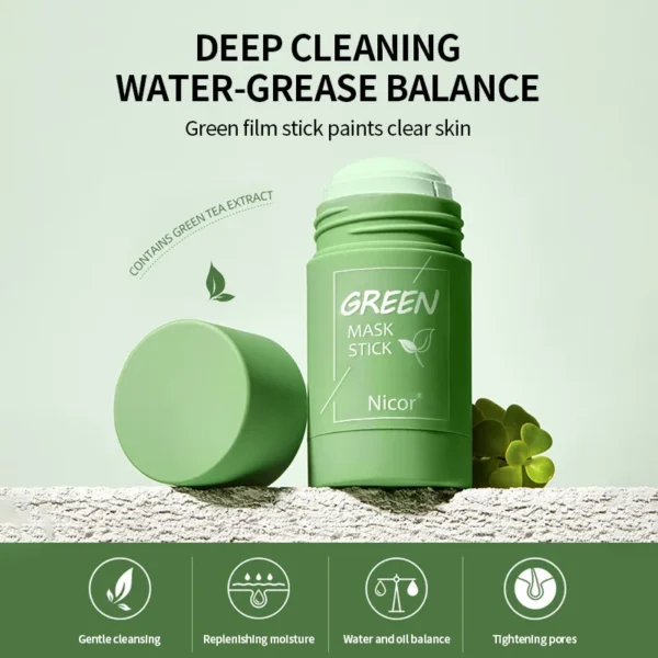 Girl Green Tea Solid Mask Deep Cleaning Mud Mask Stick Oil Control Anti-Acne Masks Eggplant Whitening Purifying Clay Stick Mask - Image 2