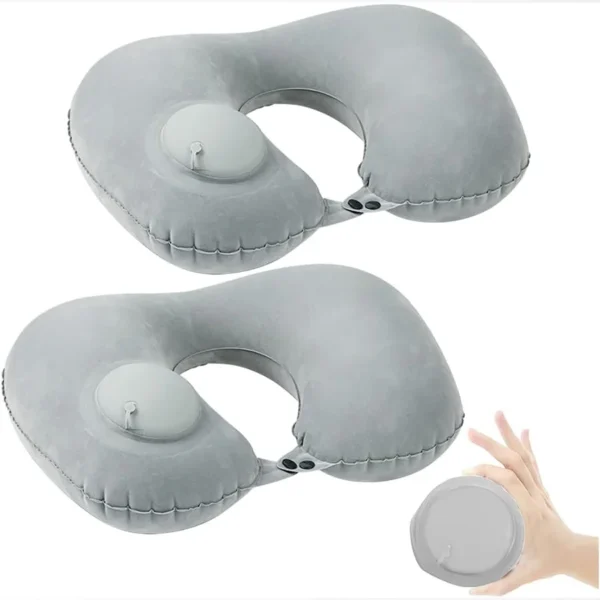 Flocking Inflatable Portable Neck Pillow That Can Be Stored And Self Filled Suitable For Outdoor Travel Business Trips camping - Image 4