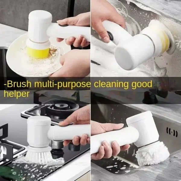 Electric Spin Scrubber,Bathroom Cleaning Brush Power Scrubber with 5 Replaceable Brush Heads, Electric Cleaning Brush - Image 5