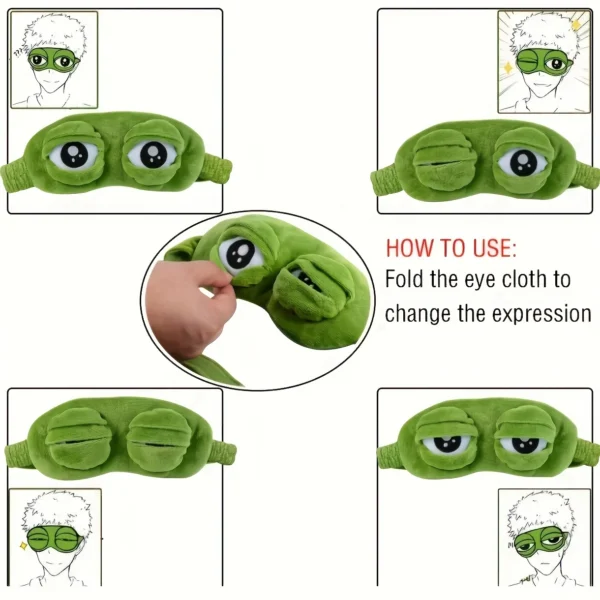 3D Sad Frog Sleep Mask Natural Sleeping Eyeshade Cover Shade Eye Patch For Travel Office Room Relieve Stress Anxiety Gift - Image 3