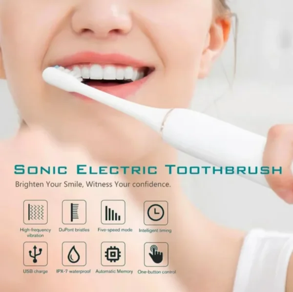 Sonic Electric Toothbrush for Adults IPX7 Waterproof DuPont Brush Head USB Rechargeable High Frequency Cleaning 6 Cleaning Modes - Image 2