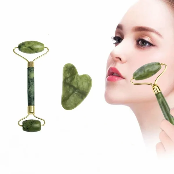 Natural Jade Facial Massager Face-lift Roller Wheel Single Head Jade Roller Facial GuaSha Acupuncture Massage