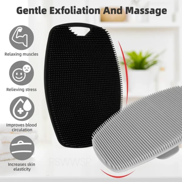 Silicone Body Scrubber Bath Wash Brush Exfoliating Loofah Body Brush Shower Face Scrubber Handle Wet & Dry Brushing for Man Wom - Image 4