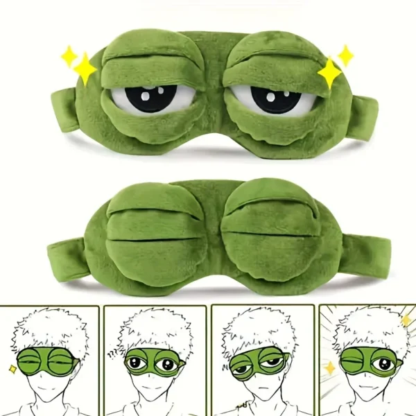 3D Sad Frog Sleep Mask Natural Sleeping Eyeshade Cover Shade Eye Patch For Travel Office Room Relieve Stress Anxiety Gift