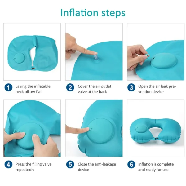 Flocking Inflatable Portable Neck Pillow That Can Be Stored And Self Filled Suitable For Outdoor Travel Business Trips camping - Image 6