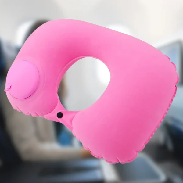 Flocking Inflatable Portable Neck Pillow That Can Be Stored And Self Filled Suitable For Outdoor Travel Business Trips camping - Image 5